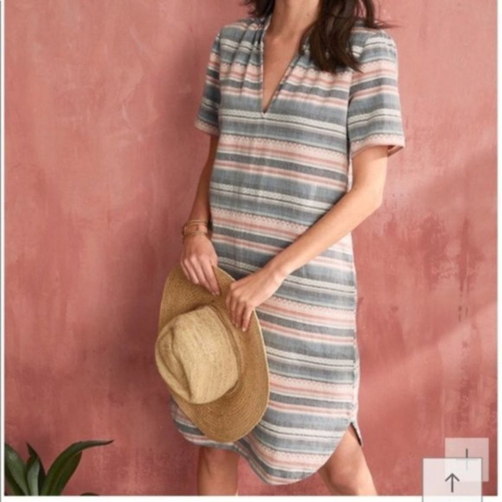 The Odells Striped Split Placket Shirt Dress